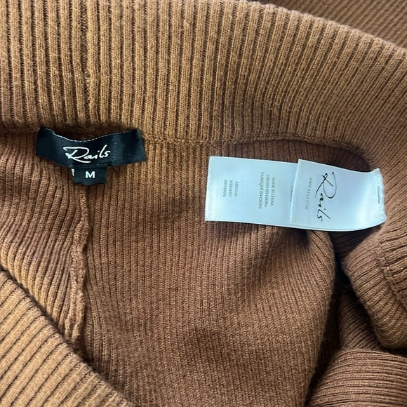 Rails Jules Fox Brown Cotton Silk Blend Ribbed Knit Split Hem Pants Medium - Picture 8 of 14